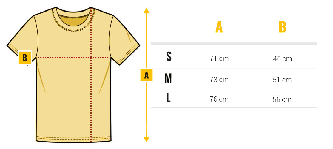 Velikostní tabulka AMIX - trička